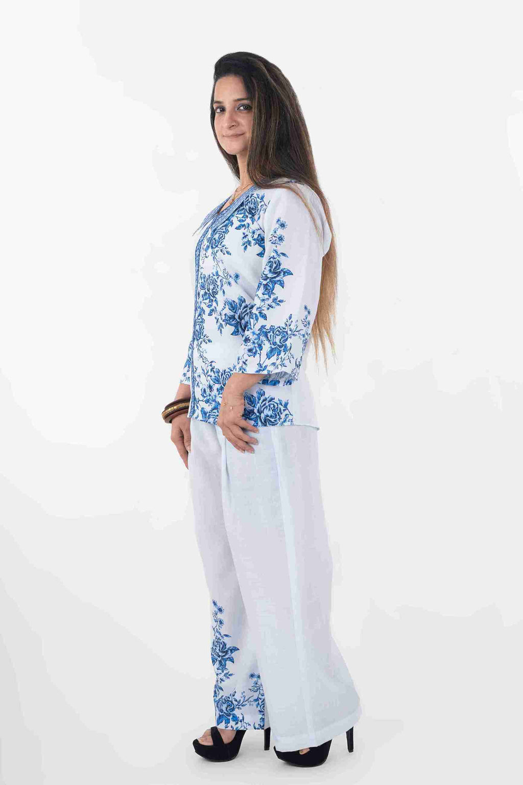 Blue Floral Printed Co-Ord Set
