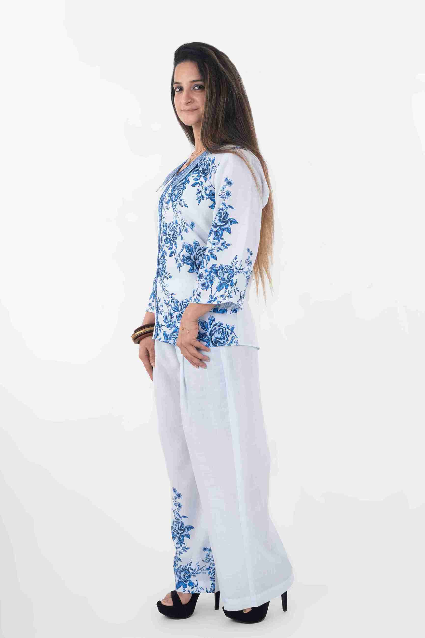 Blue Floral Printed Co-Ord Set