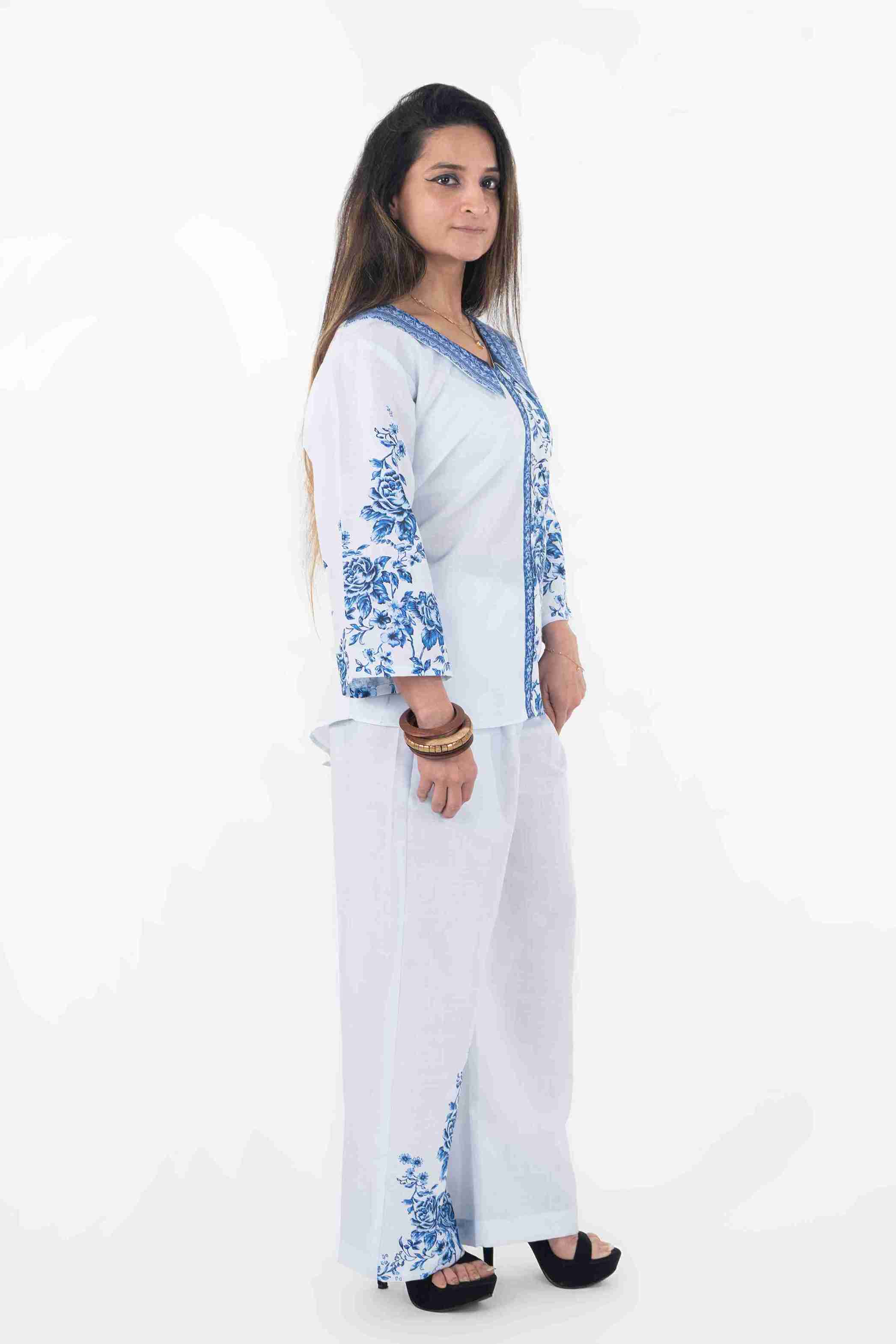 Blue Floral Printed Co-Ord Set