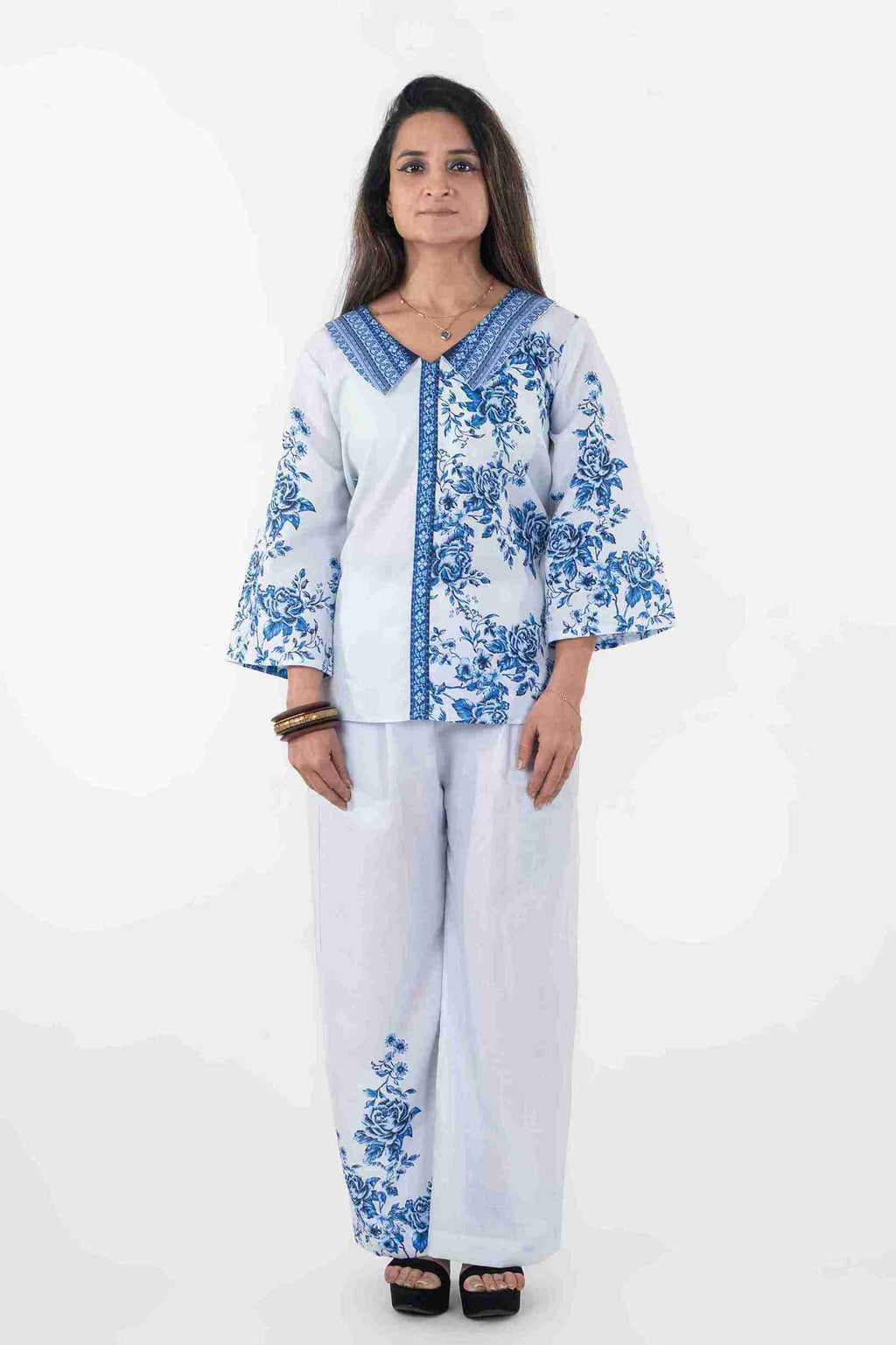 Blue Floral Printed Co-Ord Set