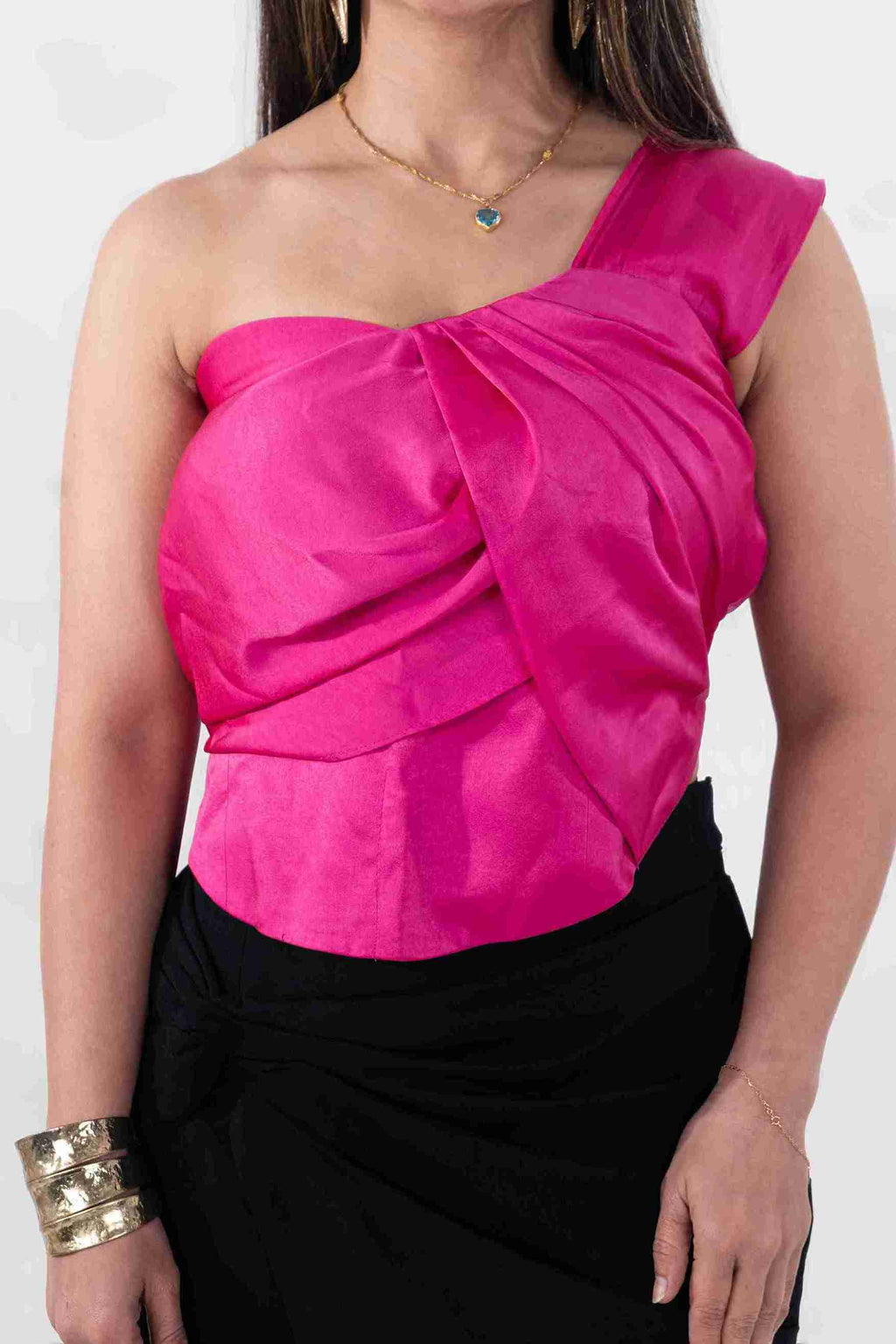 One-shoulder draping top