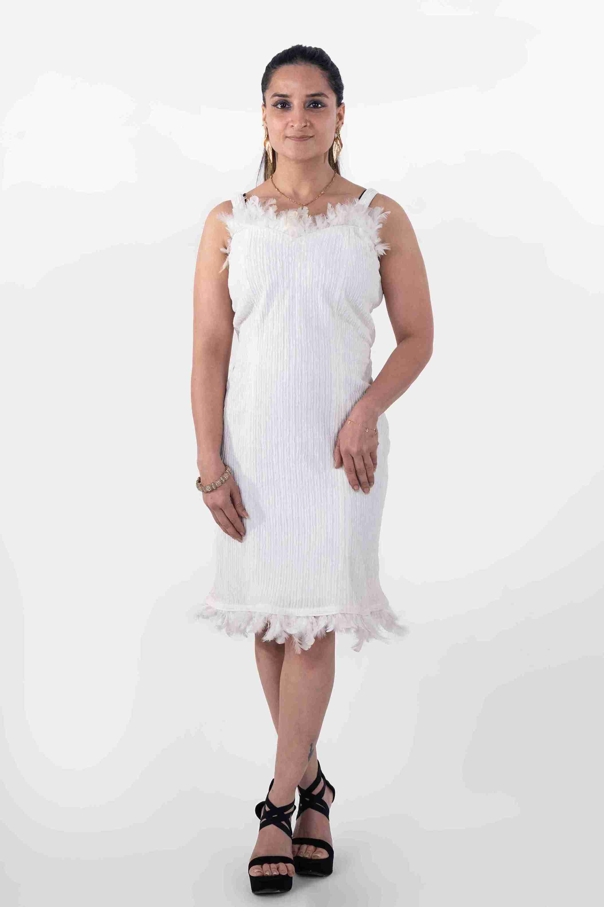 Feathered midi dress