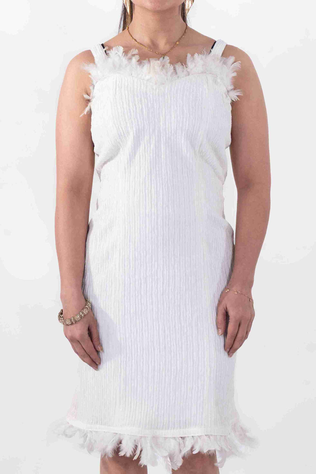 Feathered midi dress