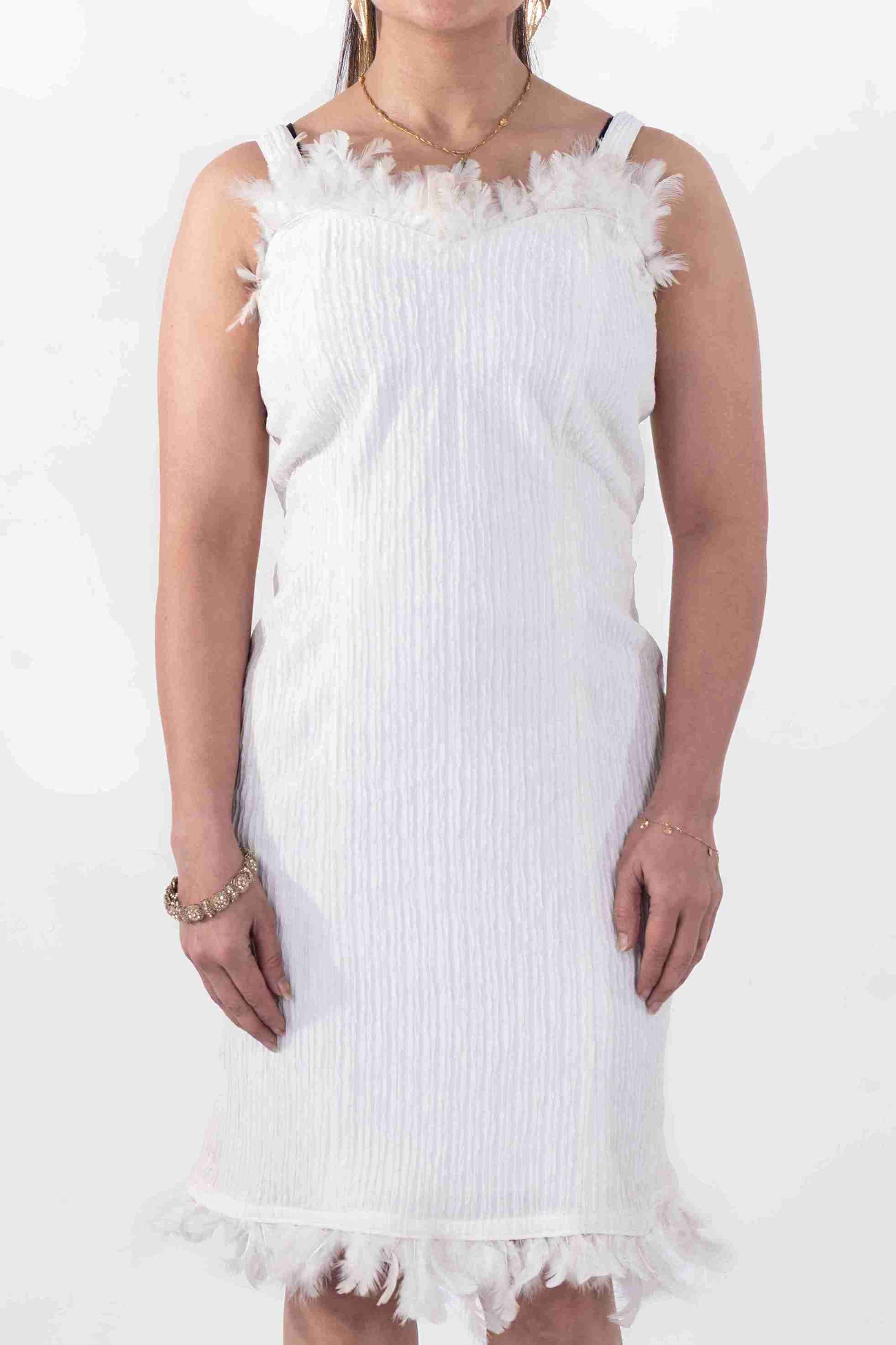 Feathered midi dress